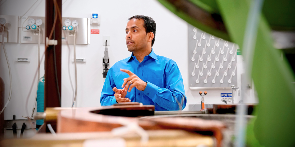 Sujit Purushothaman, FM senior lead research engineer, is seen at FM’s labs in Norwood, Massachusetts, USA. 